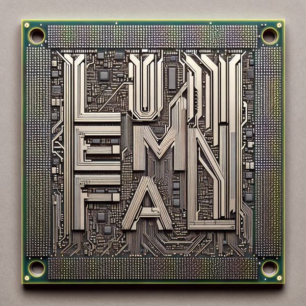 AI image generated by DALL-E 3 — prompt: A high resolution image of the text 'Lumenfall' made out of a computer chip.