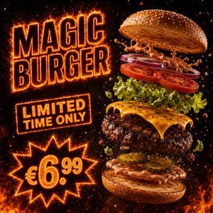 GPT Image 2 — Magic Burger Explosion: Fiery Photorealism Challenge