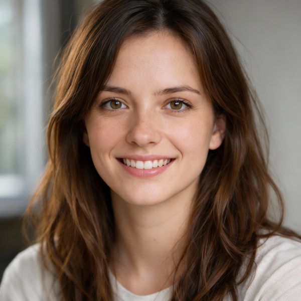 AI image generated by Seedream 4.5, ranked #4 of 14 in the "Neutral Expression to Genuine Smile" arena challenge — prompt: {
  "action": "image_edit",
  "reference": "uploaded neutral portrait",
  "change": "Warm genuine Duchenne smile: lips curved up, slight natural teeth, soft eye crinkles, subtle cheek raise",
  "details": "Realistic smiling skin (dimples if present, soft cheek shadows), slightly brighter eyes; keep exact eye shape/color/iris",
  "preserve_exact": "Face identity/structure, eyes/nose/lips/eyebrows, hair, skin texture/pores/freckles, makeup, clothing, head pose, background, lighting, shadows, framing",
  "no_changes": "No face shape change, no new features, no gaze shift, no hair/clothing/lighting/background edits",
  "style": "Ultra-photorealistic 8K portrait, sharp face focus, natural soft lighting, realistic skin glow"
}