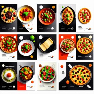 Modern minimalist restaurant menu design, white backgroun...