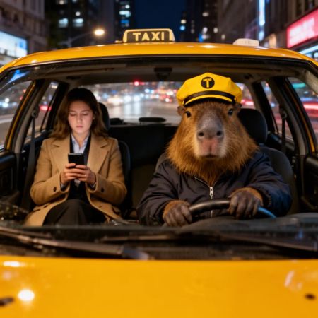 FLUX.2 [dev] benchmark result for The Capybara Taxi Driver