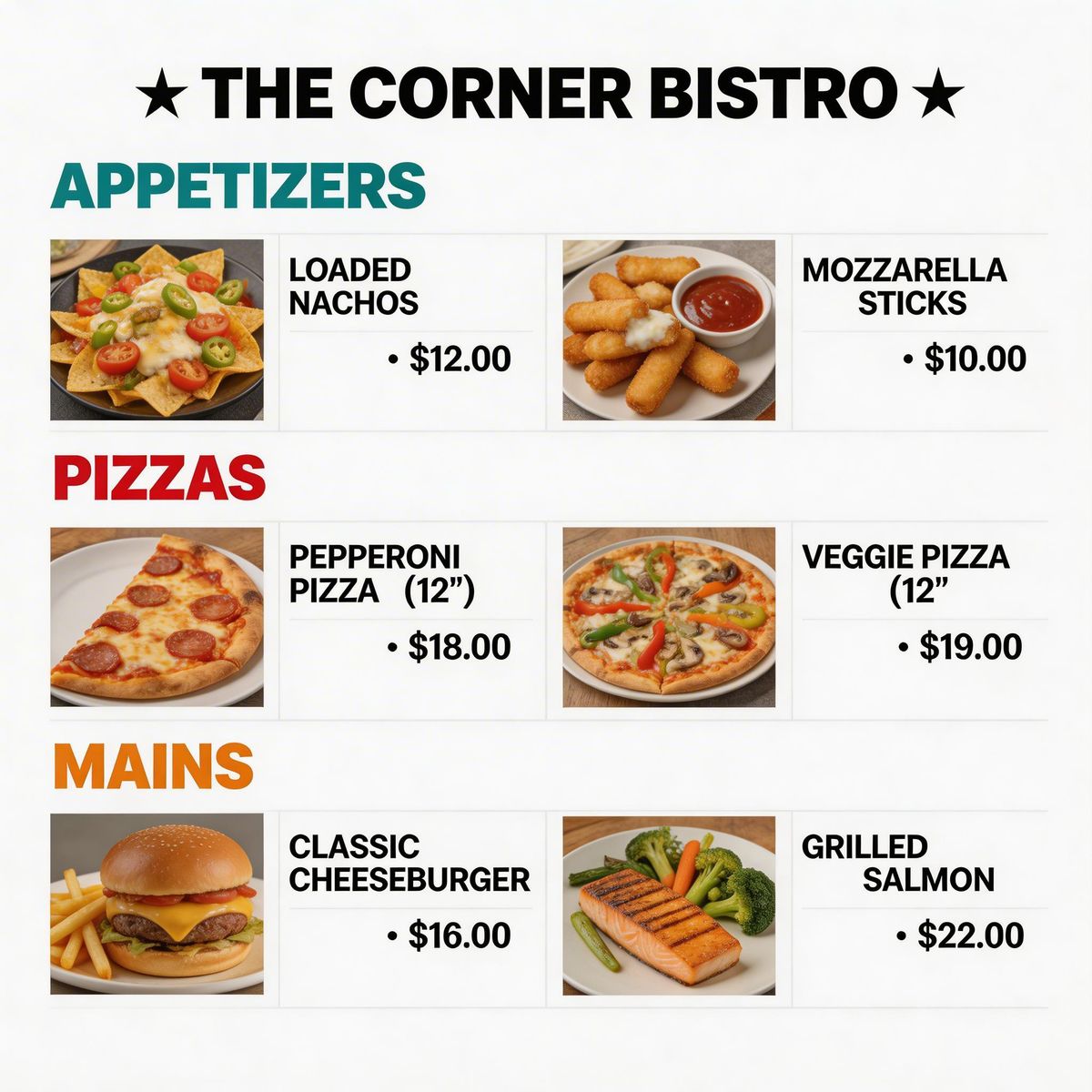 Seedream 5.0 Lite full size benchmark result for Modern Clean Menu