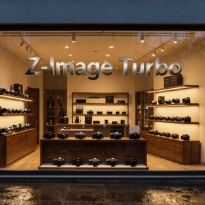 A cinematic, wide-angle shot of a high-end, boutique came...
