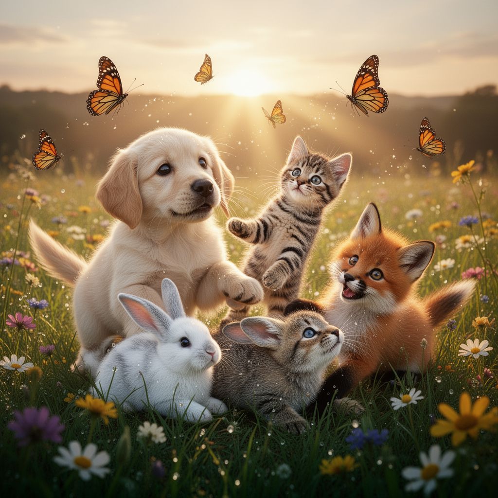 FLUX.2 [dev] Flash full size benchmark result for Adorable Baby Animals in Sunny Meadow