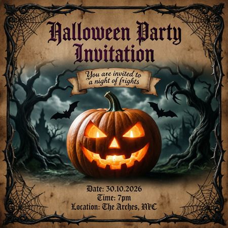 Qwen Image 2.0 benchmark result for The Halloween Invitation
