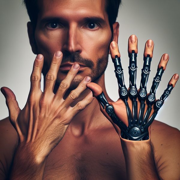 AI image generated by DALL-E 3 — prompt: A man with only four fingers on one hand and six fingers on his other hand.