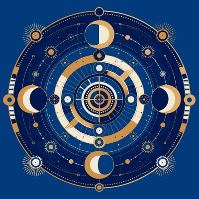 Recraft V4 Pro SVG generated image of A complex, symmetrical vector illustration of an intricate astronomical clock...