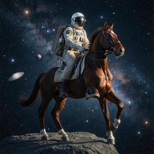 Horse riding astronaut in space — horse on top, not vice ...