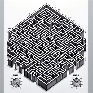 A standard 2d maze with a single clearly marked exit and ...