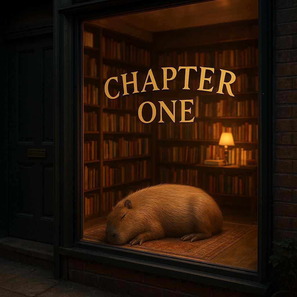 GPT Image 1 Mini generated image of A cozy indie bookstore storefront with a large glass window displaying a gold...