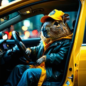 Stable Diffusion 3.5 Large — The Capybara Taxi Driver