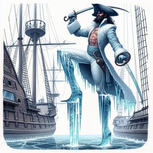 A fantasy illustration of an arctic pirate on the bridge ...