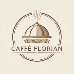 Vintage minimalist restaurant logo for "Caffè Florian", r...