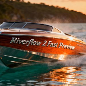 A cinematic, wide-angle shot of a sleek, high-speed luxur...