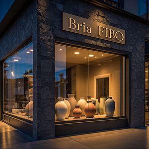 A wide cinematic shot of an upscale, modern boutique stor...