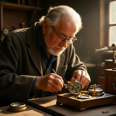 OmniGen v2 generated image of Cinematic close-up portrait of an elderly artisan watchmaker in a sun-drenche...