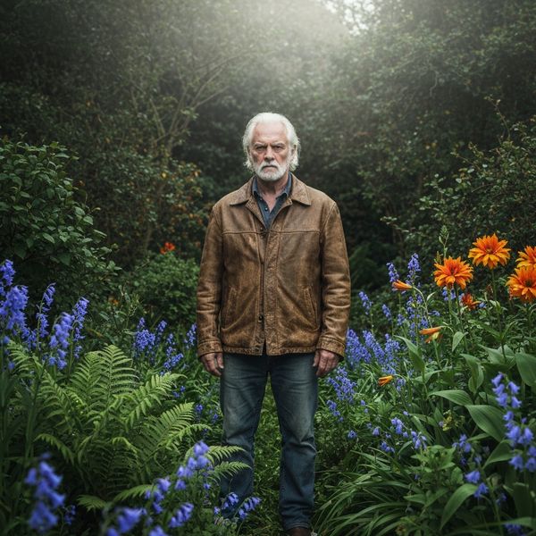 Close portrait of a battle-worn paladin in ornate engraved plate armor, hair braided with small b...