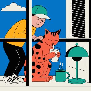 Recraft V4 Pro SVG — Cat drinking milk