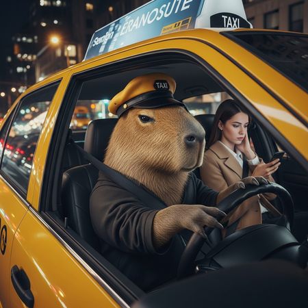Imagen 4.0 Generate 001 benchmark result for The Capybara Taxi Driver